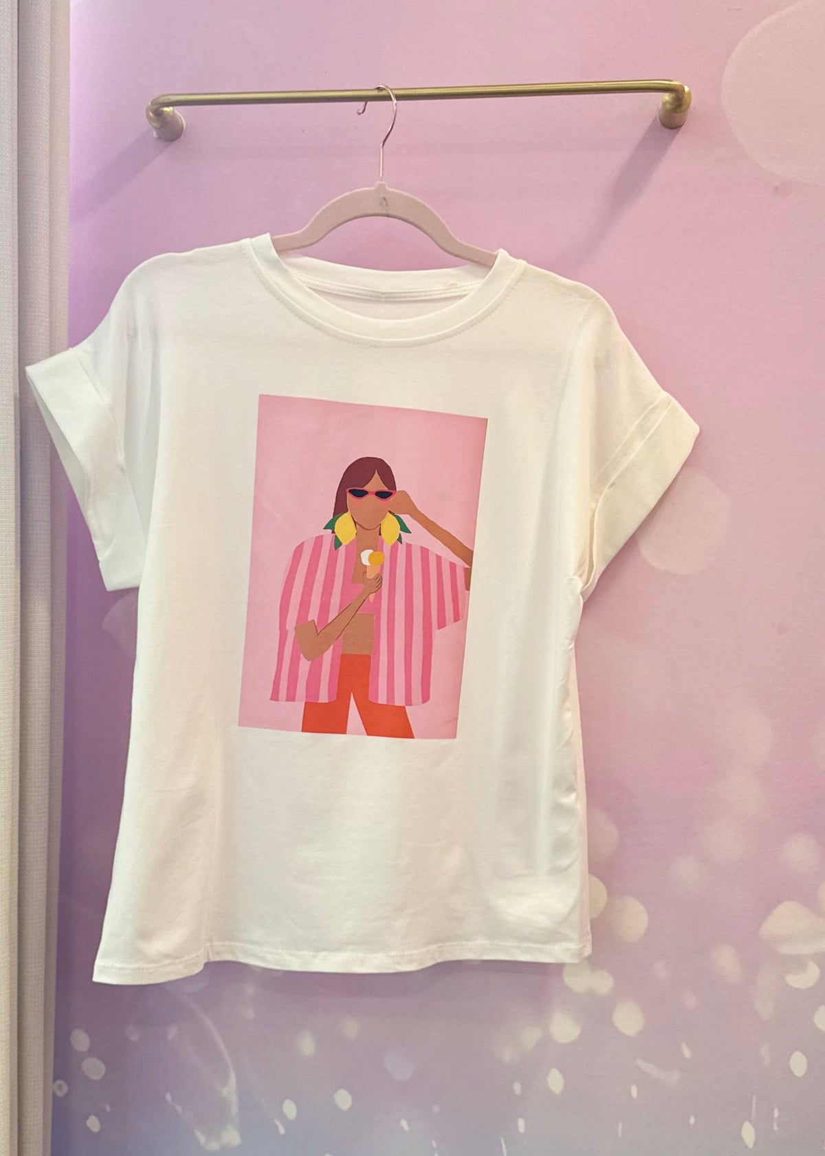 T-shirt Blanc Imprimé Graphique