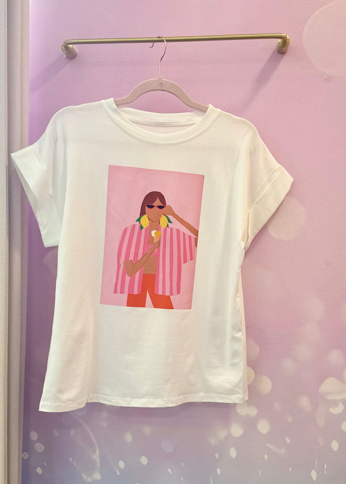 T-shirt Blanc Imprimé Graphique