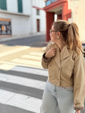 💥 Trench court femme beige chic 100% coton – détail léopard 💥