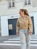 💥 Trench court femme beige chic 100% coton – détail léopard 💥