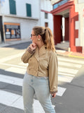 💥 Trench court femme beige chic 100% coton – détail léopard 💥