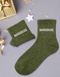 🧦 Chaussettes Glitter "BAROUDEUSE" – Pour les Aventurières du Quotidien (avec style)