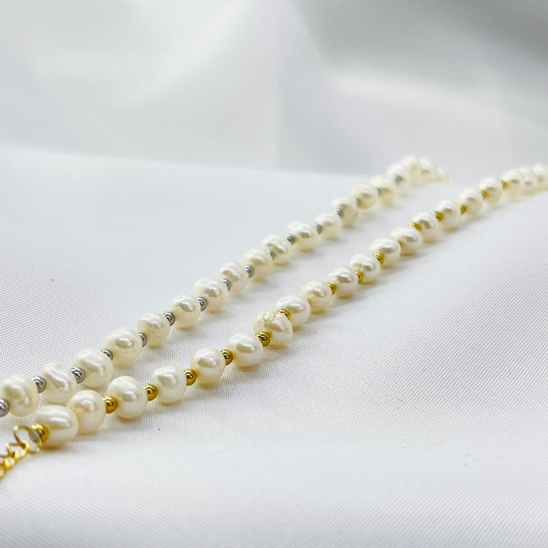 Bracelet acier inoxydable vrai perle