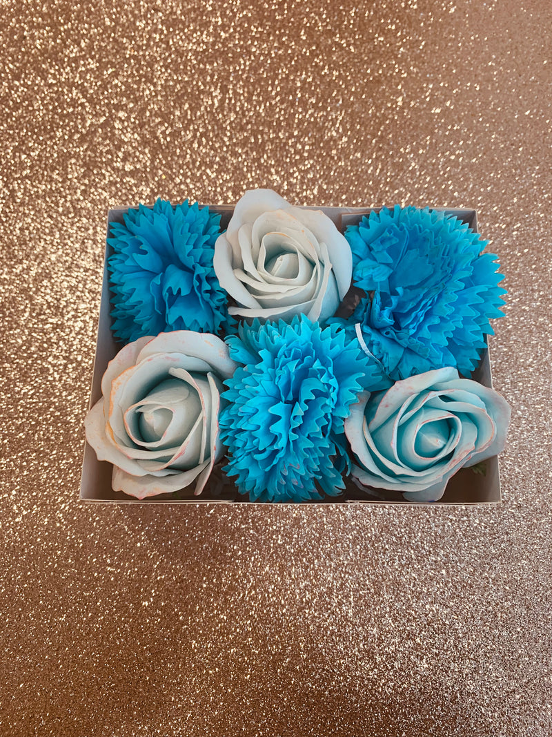 Coffret fleurs bleu